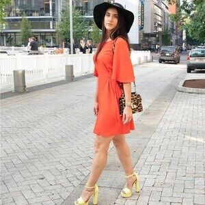 TopShop orange cutout back flutter sleeve dress size 10
